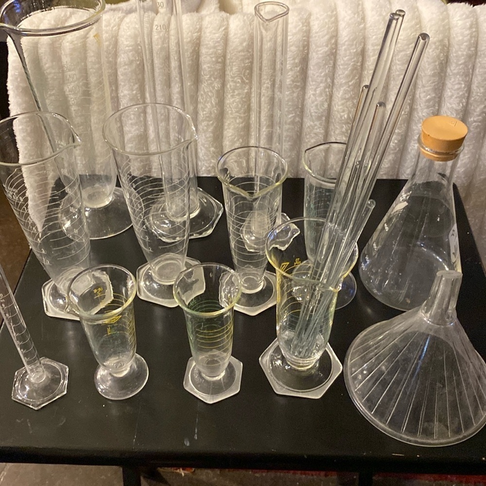 Bundle of vintage pharmacy glassware